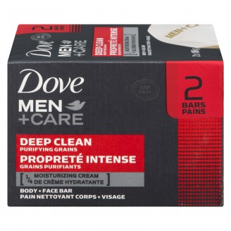 Dove Men+Care Hand & Body + Face + Exfoliation Bar Deep Clean Bars, 2 Pack x 106g